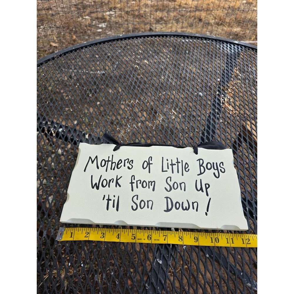 Talkin Timber Signs Mothers of Little Boys Wooden Hanging Plaque Cream Black